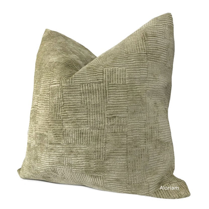 Samuel Khaki Crosshatch Textured Chenille Pillow Cover - Aloriam