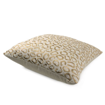 Sheba Golden Brown Embroidered Leopard Spots Pillow Cover - Aloriam