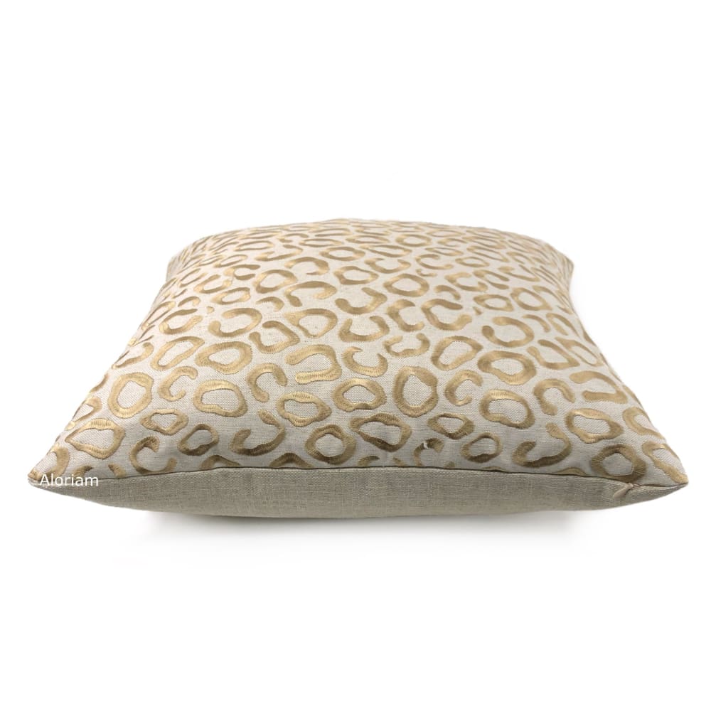 Sheba Golden Brown Embroidered Leopard Spots Pillow Cover - Aloriam