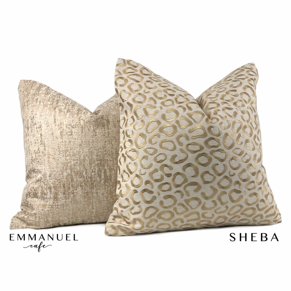 Sheba Golden Brown Embroidered Leopard Spots Pillow Cover - Aloriam