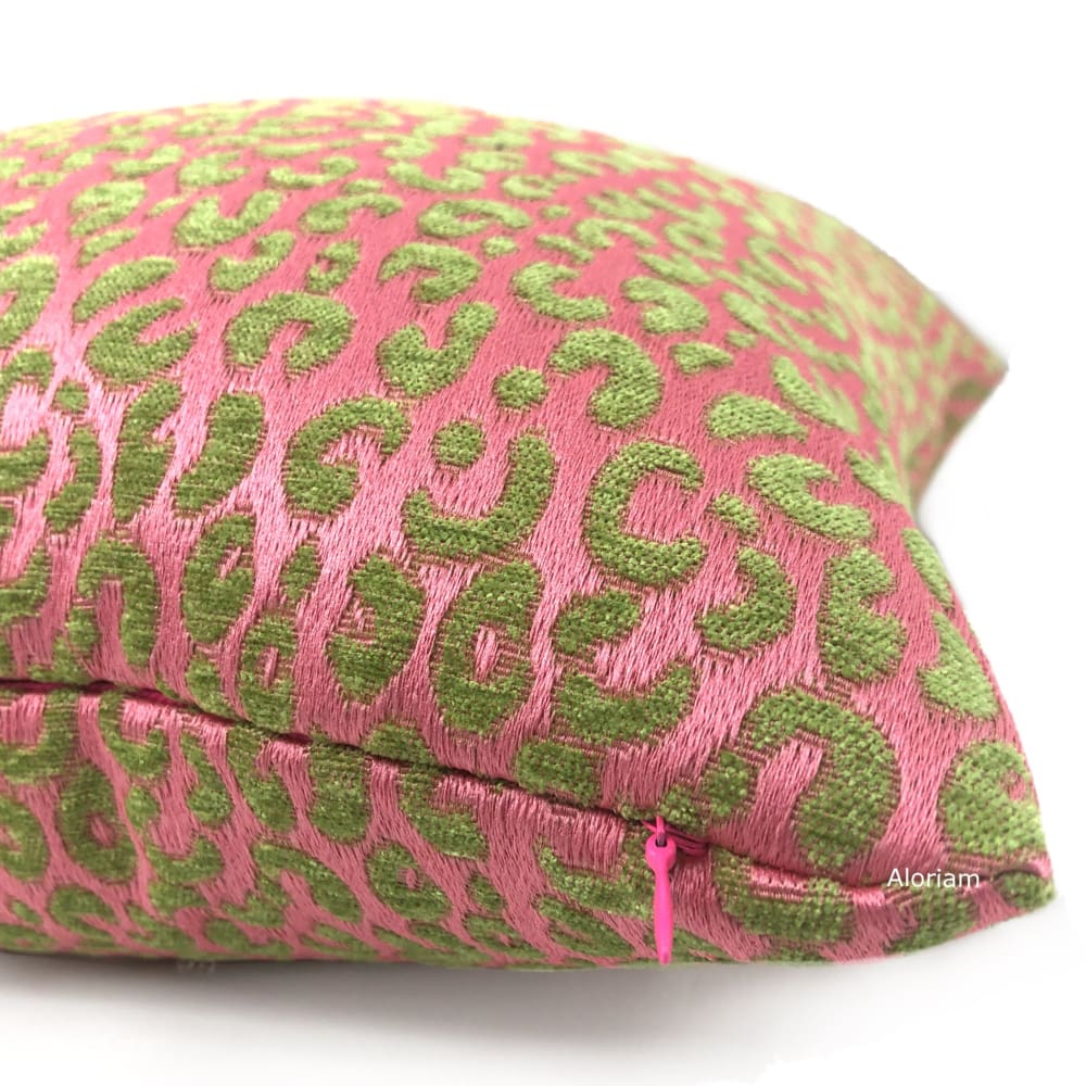 Thandi Pink & Lime Green Leopard Spot Pillow Cover - Aloriam