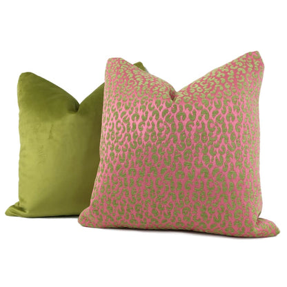 Thandi Pink & Lime Green Leopard Spot Pillow Cover - Aloriam