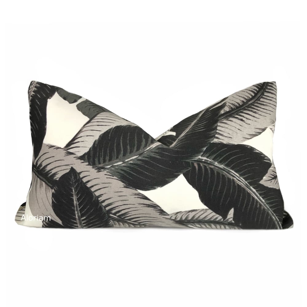 Tommy Bahama Swaying Palm Leaves Black Gray White Indoor Outdoor Pillow Cover - Aloriam