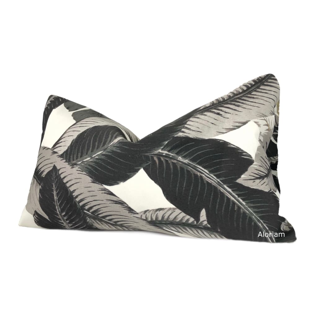 Tommy Bahama Swaying Palm Leaves Black Gray White Indoor Outdoor Pillow Cover - Aloriam