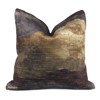 Travertine Gray Brown Purple Digital Print Velvet Pillow Cover - Aloriam