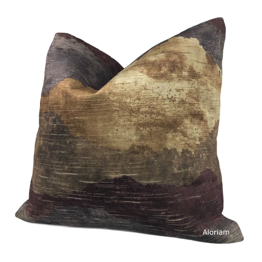 Travertine Gray Brown Purple Digital Print Velvet Pillow Cover - Aloriam