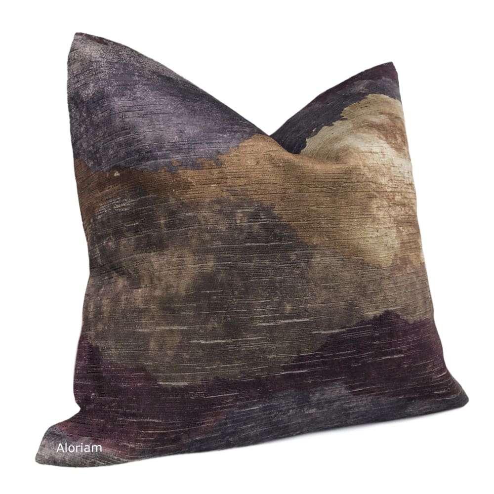 Travertine Gray Brown Purple Digital Print Velvet Pillow Cover - Aloriam