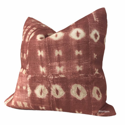 Zaza Rust Red African Mudcloth Print Pillow Cover - Aloriam