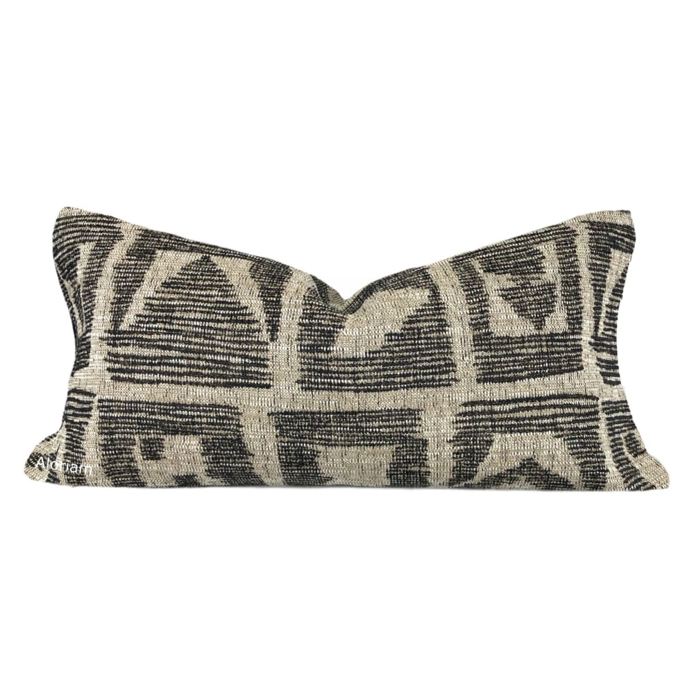 Zulu Black Brown Ethnic Blocks Pillow Cover - Aloriam