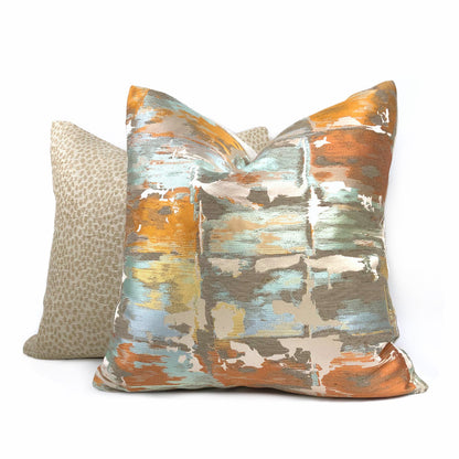 Robert Allen Beacon Hill Annina Mandarin Modern Abstract Silk Linen Pillow Cover by Aloriam