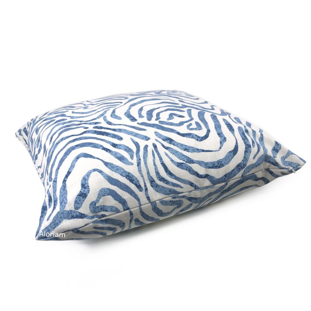 Aeryn Blue White Wavy Lines Pillow Cover - Aloriam