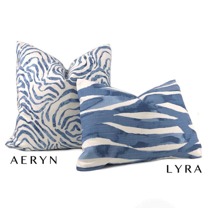 Aeryn Blue White Wavy Lines Pillow Cover - Aloriam