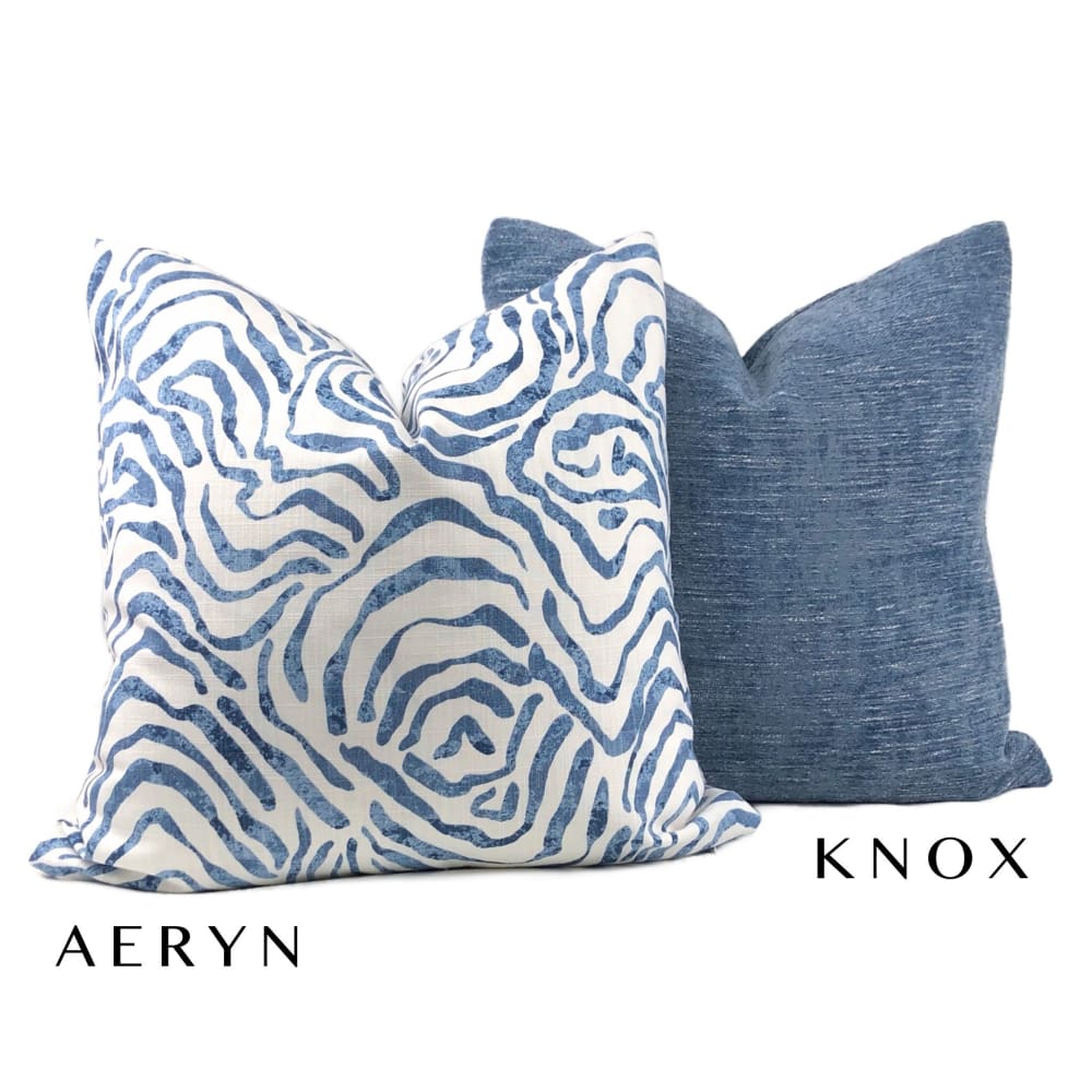 Aeryn Blue White Wavy Lines Pillow Cover - Aloriam