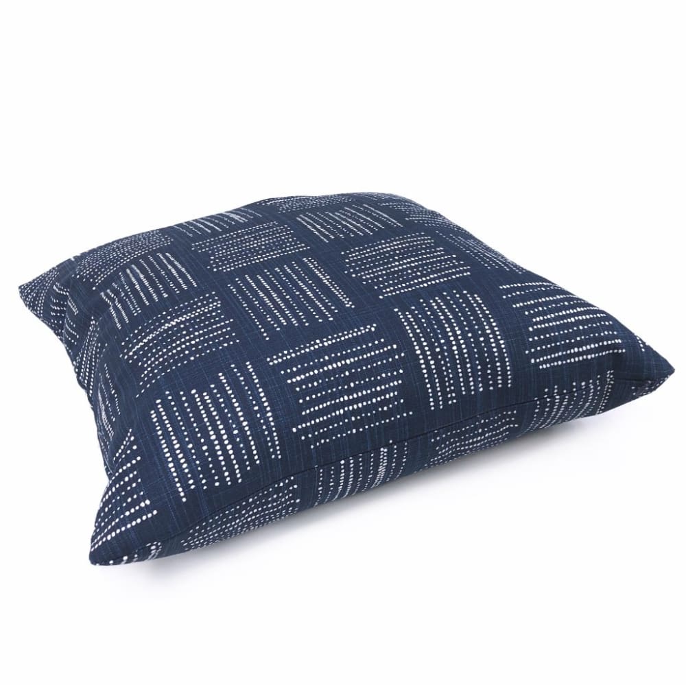 Akino Navy Blue White Crosshatch Blocks Pillow Cover - Aloriam