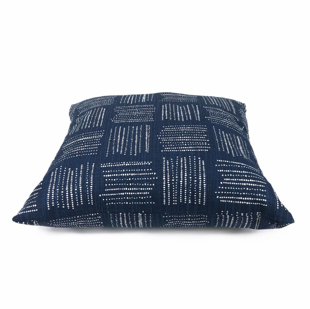 Akino Navy Blue White Crosshatch Blocks Pillow Cover - Aloriam