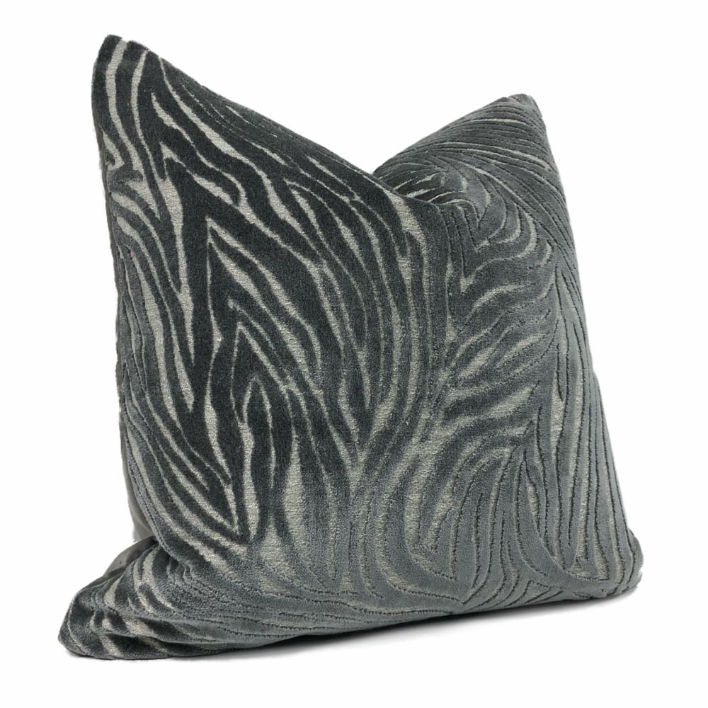 Alden Dark Gray Abstract Cut Velvet Pillow Cover - Aloriam