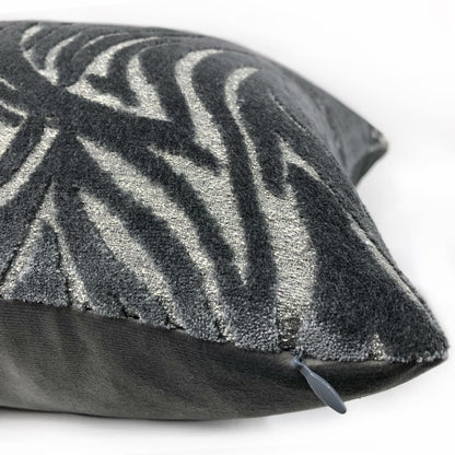 Alden Dark Gray Abstract Cut Velvet Pillow Cover - Aloriam