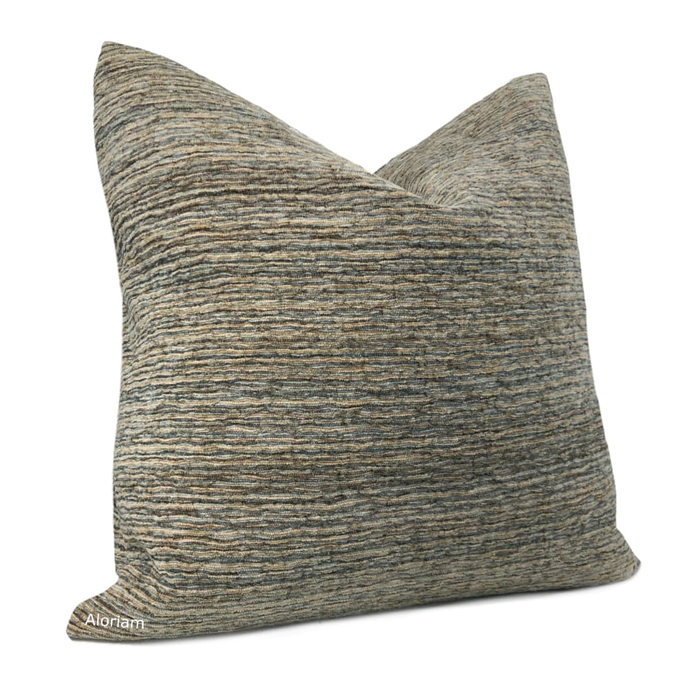 Algonquin Rocky Gray Green Beige Mix Ridged Chenille Texture Pillow Cover - Aloriam