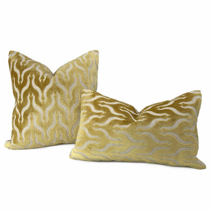 Alhambra Golden Brown Ogee Lattice Cut Velvet Pillow Cover - Aloriam