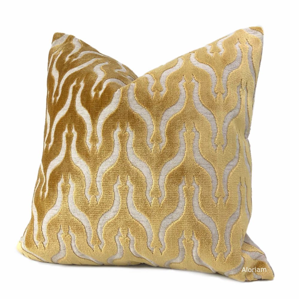 Alhambra Golden Brown Ogee Lattice Cut Velvet Pillow Cover - Aloriam