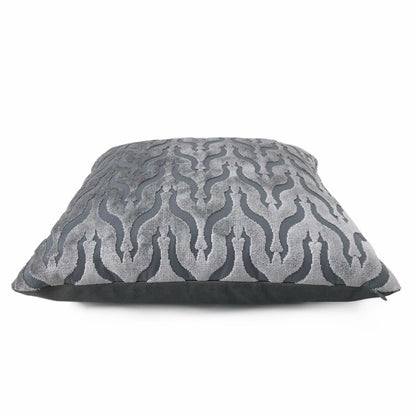 Alhambra Gray Ogee Lattice Cut Velvet Pillow Cover - Aloriam