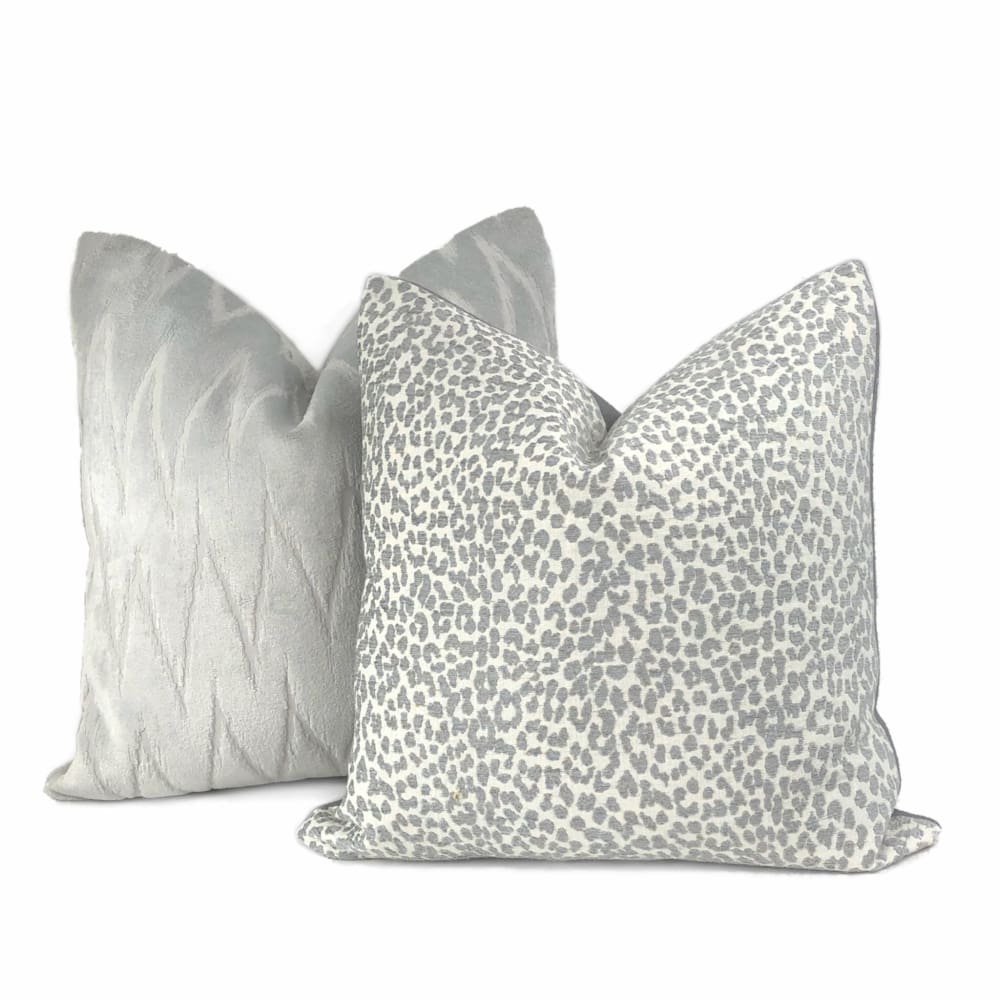 Altan Flame Stitch Chevron Light Gray Velvet Pillow Cover - Aloriam