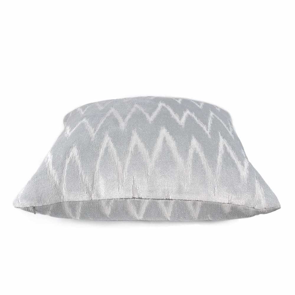 Altan Flame Stitch Chevron Light Gray Velvet Pillow Cover - Aloriam