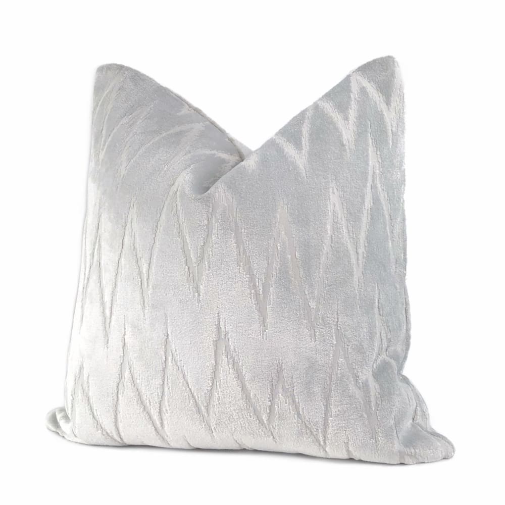 Altan Flame Stitch Chevron Light Gray Velvet Pillow Cover - Aloriam