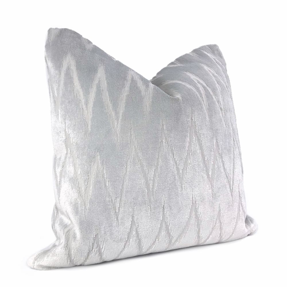 Altan Flame Stitch Chevron Light Gray Velvet Pillow Cover - Aloriam