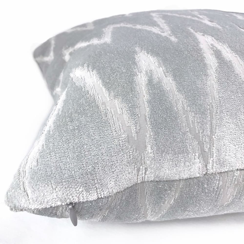 Altan Flame Stitch Chevron Light Gray Velvet Pillow Cover - Aloriam