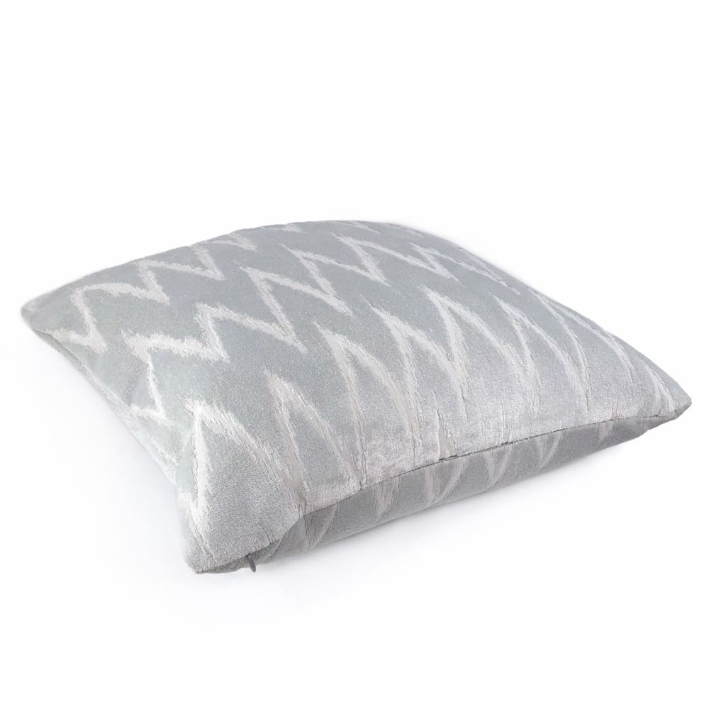 Altan Flame Stitch Chevron Light Gray Velvet Pillow Cover - Aloriam