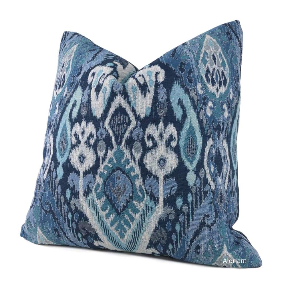 Ankara Blue Green Ikat Pillow Cover - Aloriam