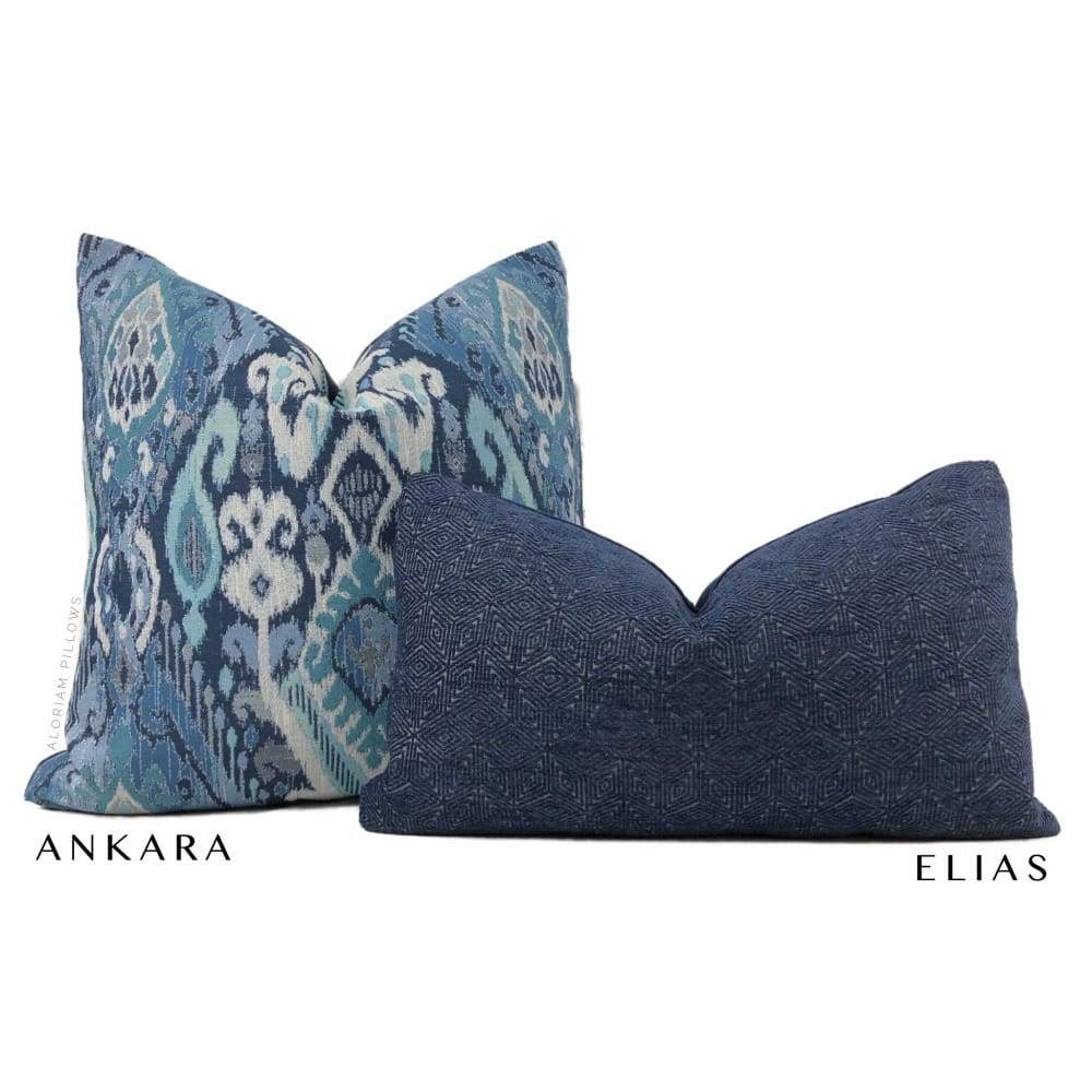 Ankara Blue Green Ikat Pillow Cover - Aloriam