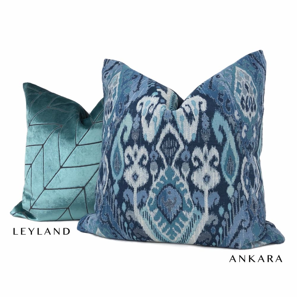 Ankara Blue Green Ikat Pillow Cover - Aloriam