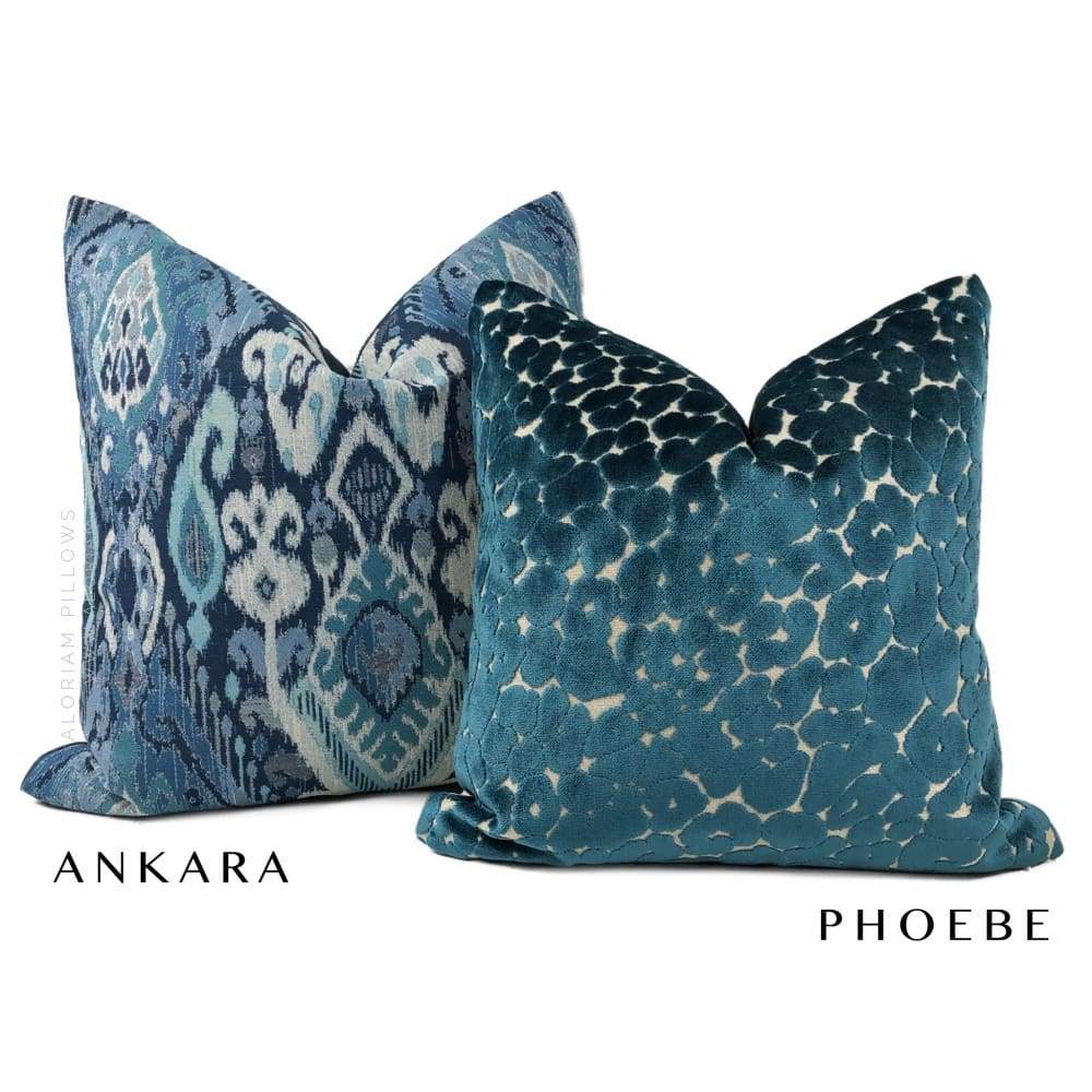 Ankara Blue Green Ikat Pillow Cover - Aloriam