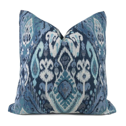 Ankara Blue Green Ikat Pillow Cover - Aloriam