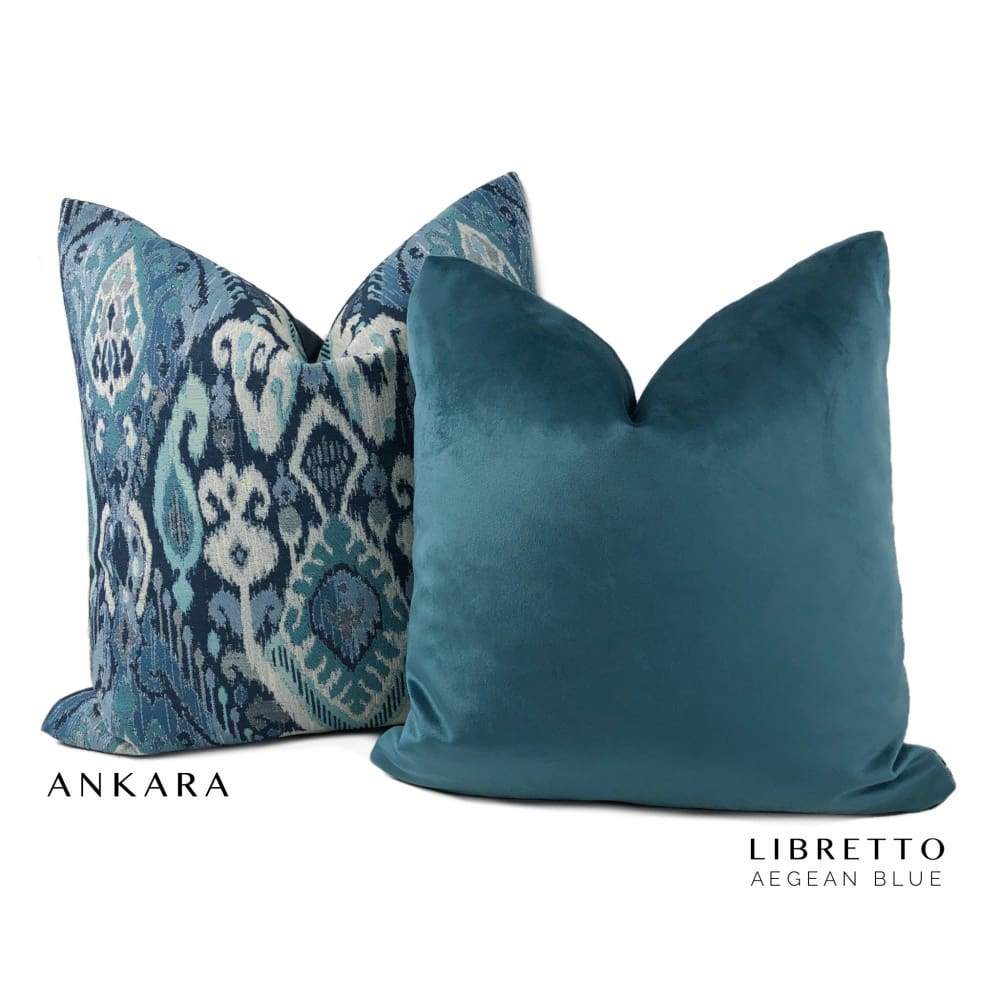 Ankara Blue Green Ikat Pillow Cover - Aloriam