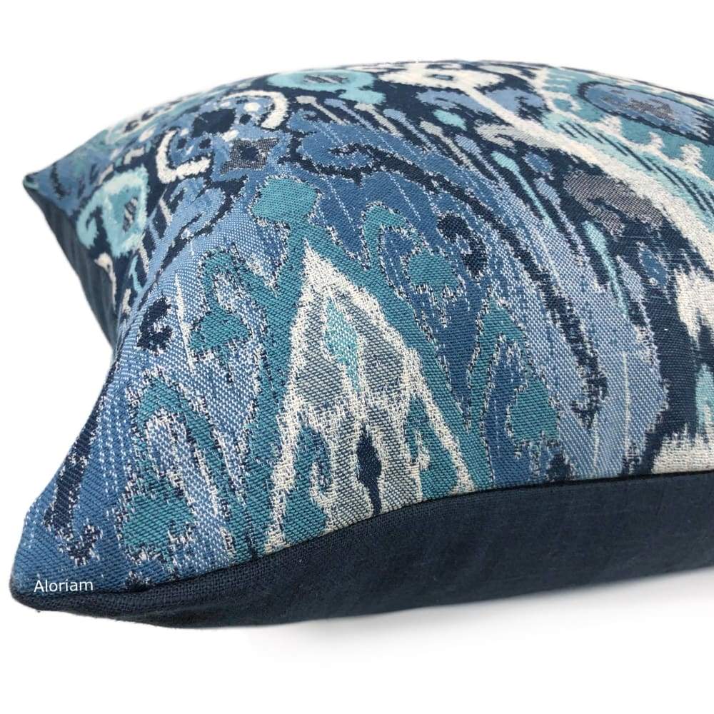 Ankara Blue Green Ikat Pillow Cover - Aloriam