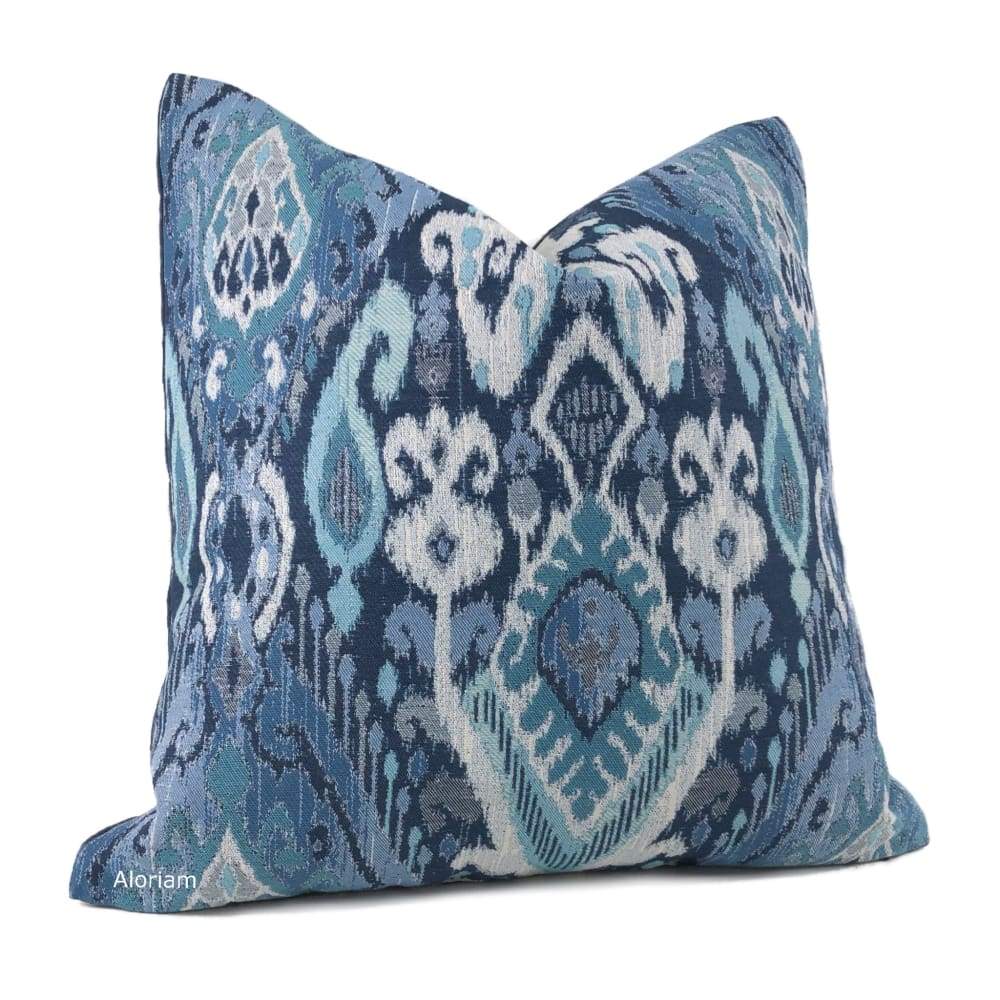 Ankara Blue Green Ikat Pillow Cover - Aloriam