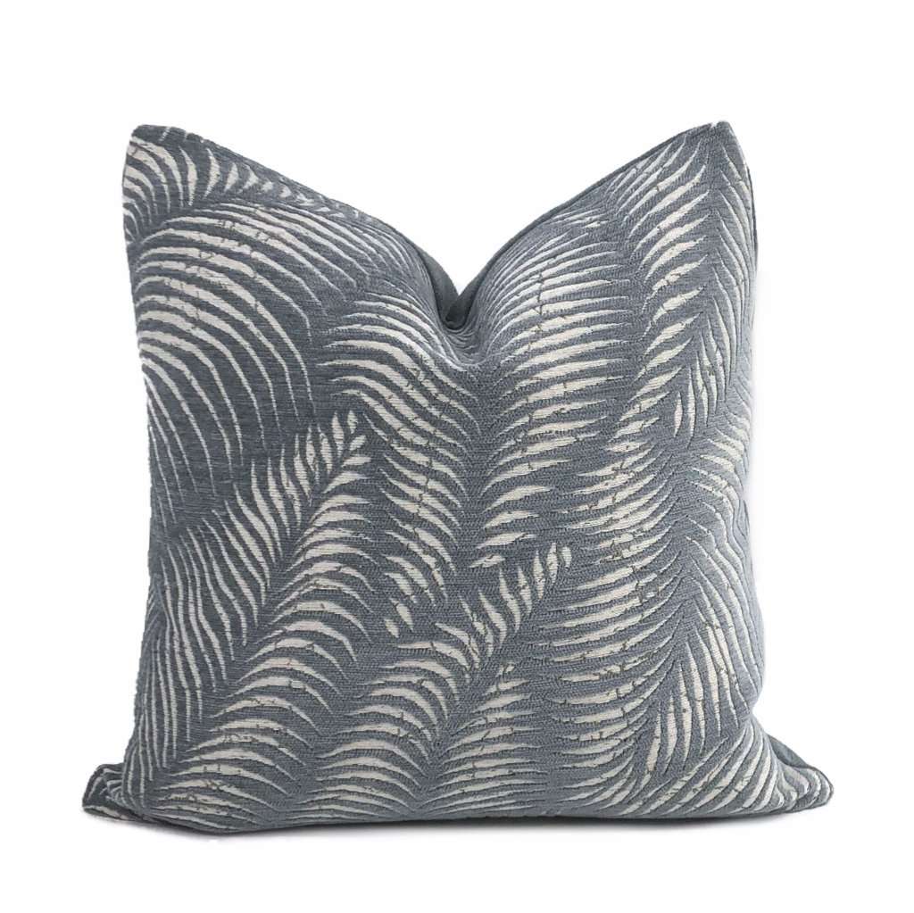 Arcadia Slate Gray-Blue Botanical Ferns Chenille Pillow Cover Cushion Pillow Case Euro Sham 16x16 18x18 20x20 22x22 24x24 26x26 28x28 Lumbar Pillow 12x18 12x20 12x24 14x20 16x26 by Aloriam