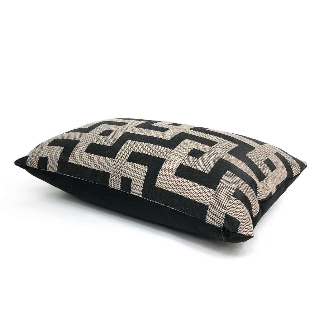 Argos Black & Taupe Greek Key Maze Fretwork Geometric Pillow Cover Cushion Pillow Case Euro Sham 16x16 18x18 20x20 22x22 24x24 26x26 28x28 Lumbar Pillow 12x18 12x20 12x24 14x20 16x26 by Aloriam