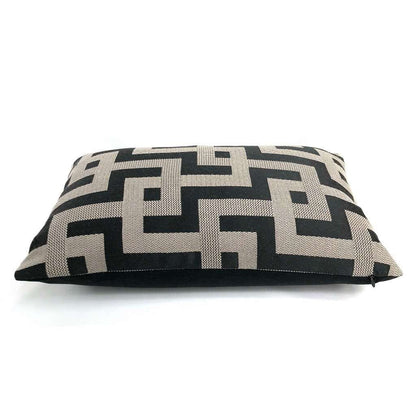 Argos Black & Taupe Greek Key Maze Fretwork Geometric Pillow Cover Cushion Pillow Case Euro Sham 16x16 18x18 20x20 22x22 24x24 26x26 28x28 Lumbar Pillow 12x18 12x20 12x24 14x20 16x26 by Aloriam