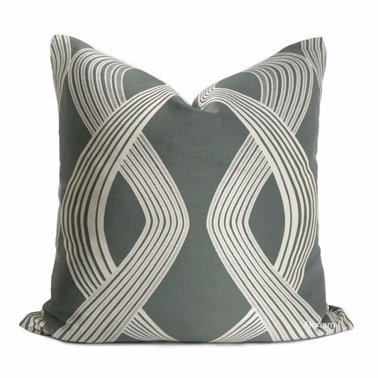 Aria Gray Silver Modern Ribbon Twist Pillow Cover - Aloriam