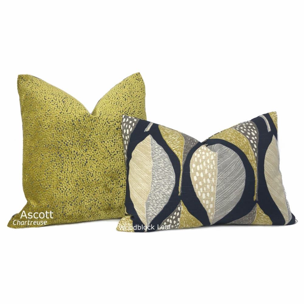 Ascott Chartreuse Gray Abstract Cut Velvet Dots Pillow Cover - Aloriam