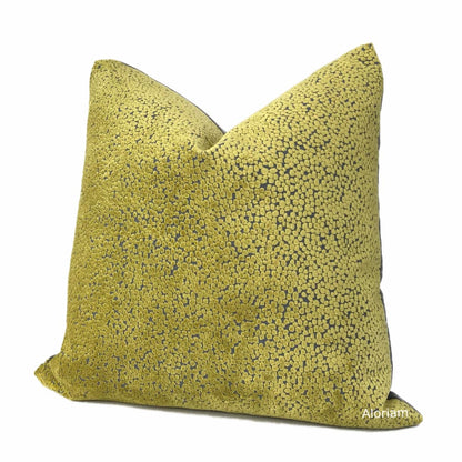 Ascott Chartreuse Gray Abstract Cut Velvet Dots Pillow Cover - Aloriam