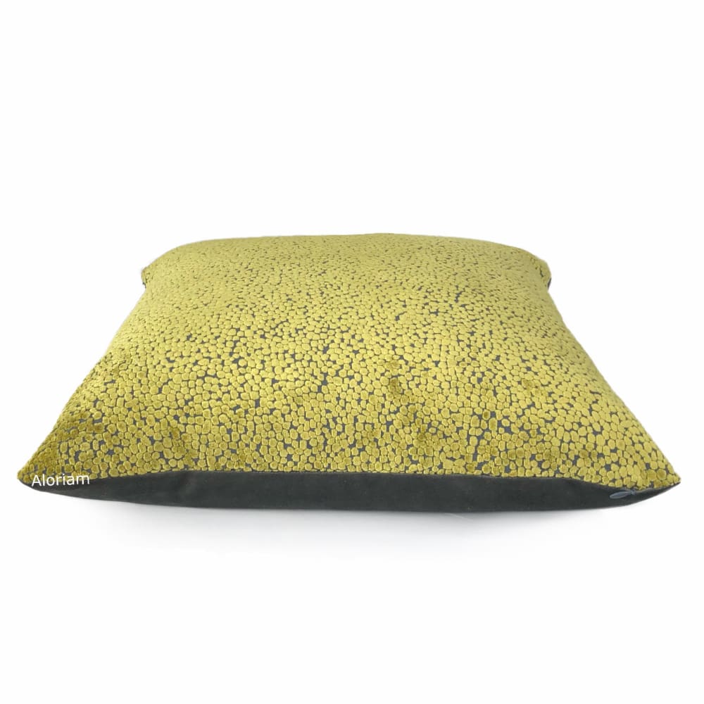 Ascott Chartreuse Gray Abstract Cut Velvet Dots Pillow Cover - Aloriam