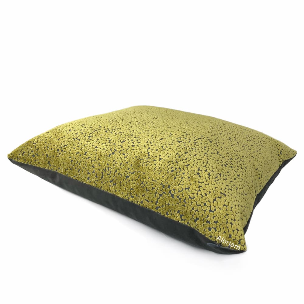 Ascott Chartreuse Gray Abstract Cut Velvet Dots Pillow Cover - Aloriam