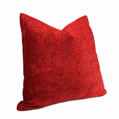 Christmas Red Abstract Cut Velvet Dots Cushion Cover 22x22