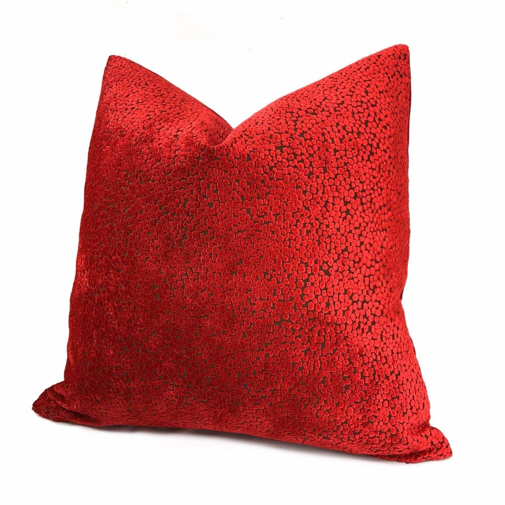 Geometric Silk Velvet Throw Pillow Cover with deals Red, Black & Off White | Frontside is 100% Silk Velvet, Backside is Soft Off White Fabric