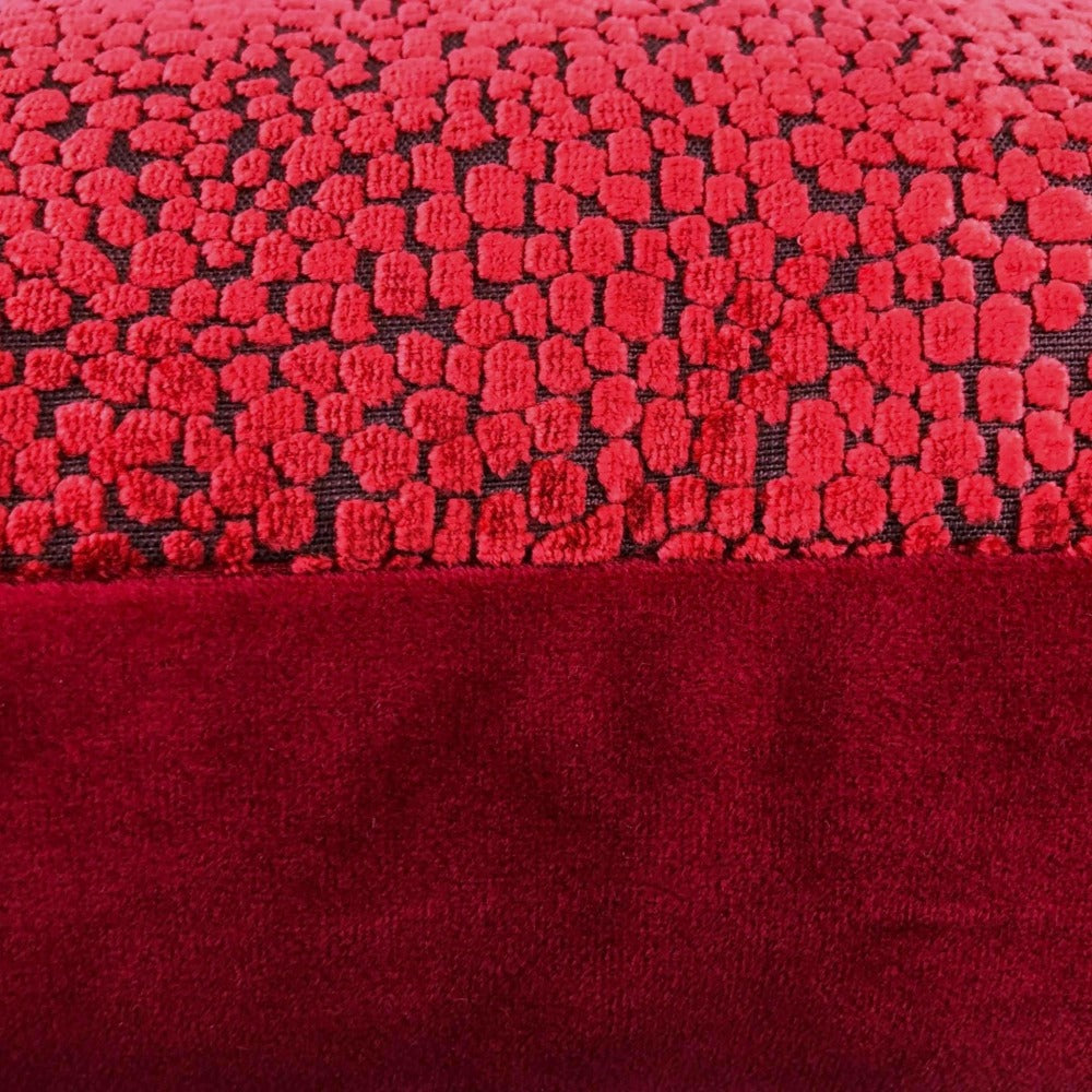 Ascott Christmas Red Abstract Cut Velvet Dots Pillow Cover Cushion Pillow Case Euro Sham 16x16 18x18 20x20 22x22 24x24 26x26 28x28 Lumbar Pillow 12x18 12x20 12x24 14x20 16x26 by Aloriam